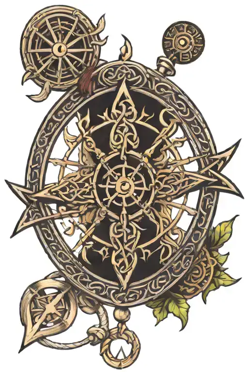 Viking Compass and trinity knot symbol tattoo design idea