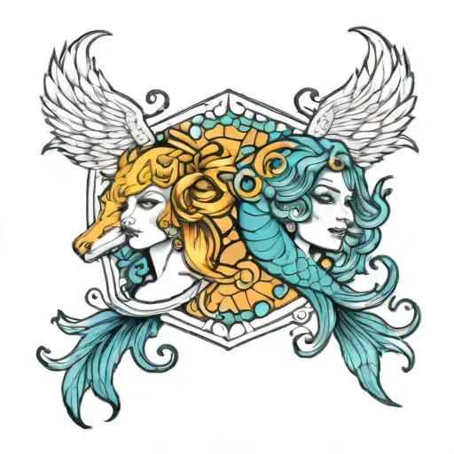 Gemini and Pisces tattoo design idea