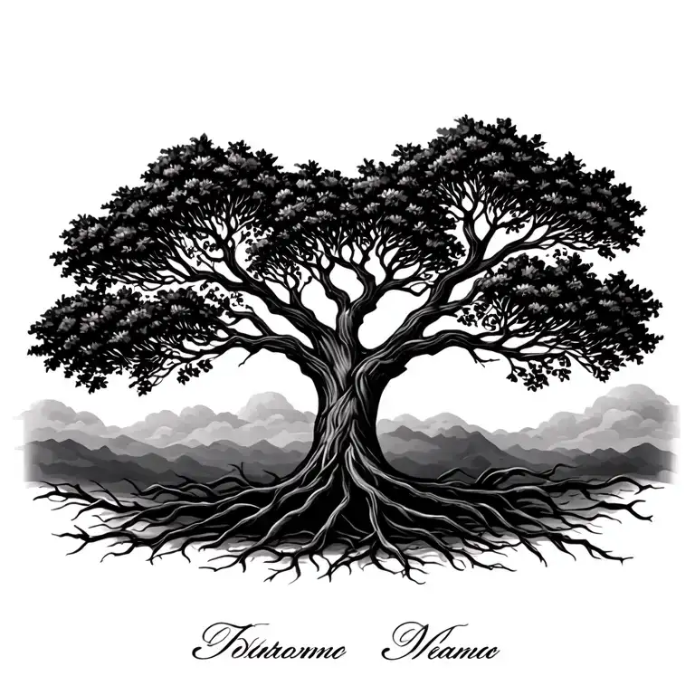 simple family tree with names incorporated no background tattoo design idea