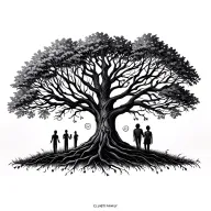 simple family tree with names incorporated no background tattoo design idea