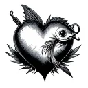 Fishing Hook Heart tattoo design idea