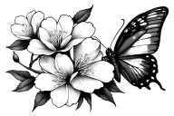 cherry blossom with butterfly tattoo design idea