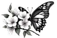 cherry blossom with butterfly tattoo design idea