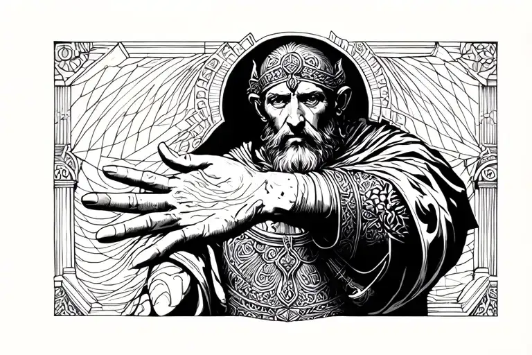 leper king Baldwin IV stretching out his hand  tattoo design idea