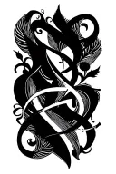blackwork bold abstract shapes intertwined ornamental flourishes high-contrast  intricate aesthetic board raw strokes tattoo design idea