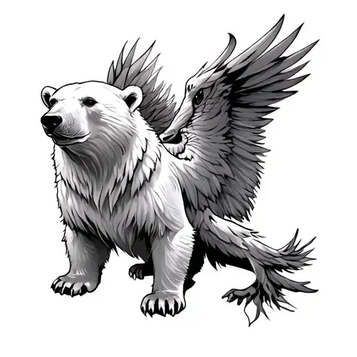 polarbear and gryphon tattoo design idea