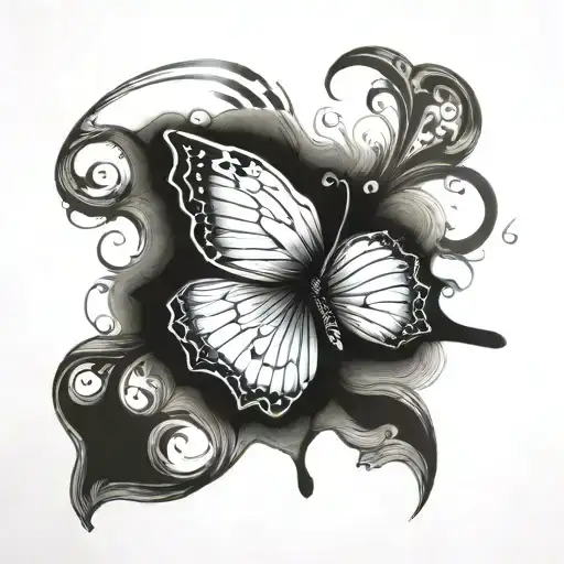 echo of a butterfly emerging with a bible verse written as the body  tattoo design idea