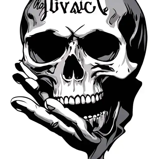 skull hand with name ivan tattoo design idea