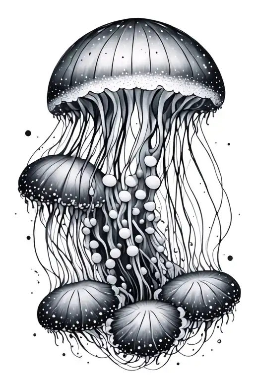 jellyfish floating tattoo design idea