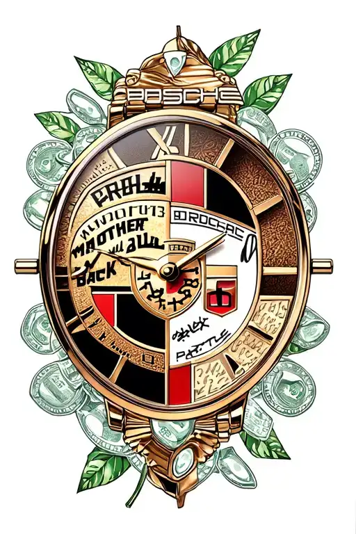 mummy's boy - my mother will always watch my back - Porsche - money - jewellery - Rolex Wates - Mercedes Benz - Audi tattoo design idea