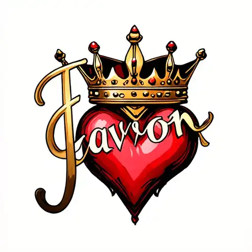 "Javon" king crown heart tattoo design idea