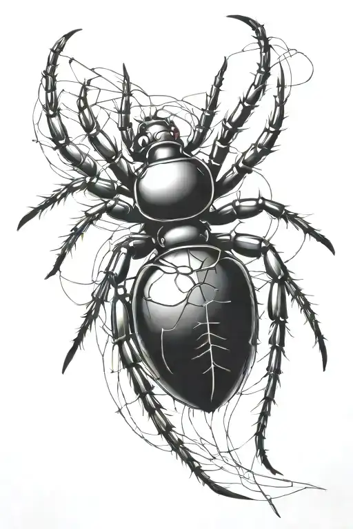 black widow spider crawling tattoo design idea