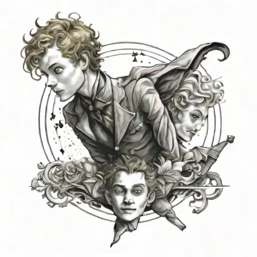 half sleeve tattoo fusion of the little prince and the joker  tattoo design idea