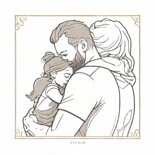 A father hugging his daughter tattoo design idea