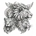 Lion face and phenix with a cub tattoo design idea
