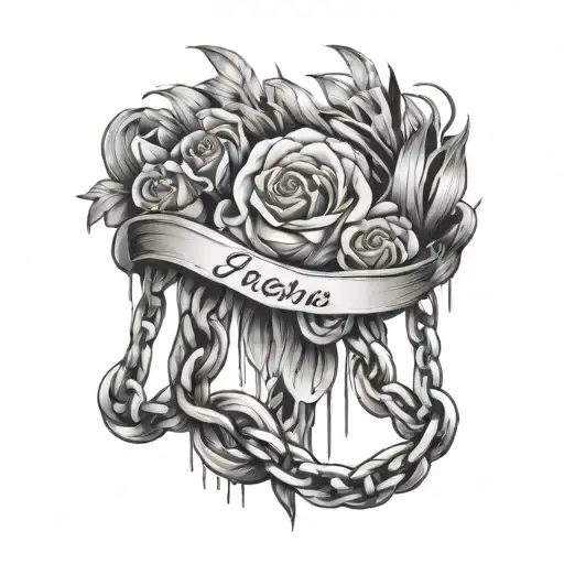 A Chain with names Aurora Valeria Liza, Erman tattoo design idea