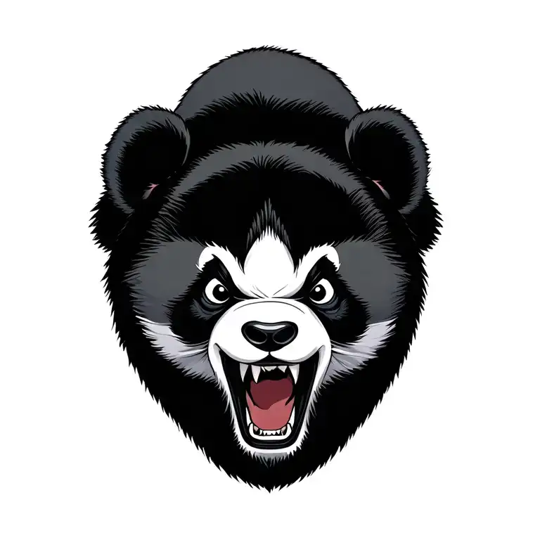 angry panda  Japanese tattoo design idea