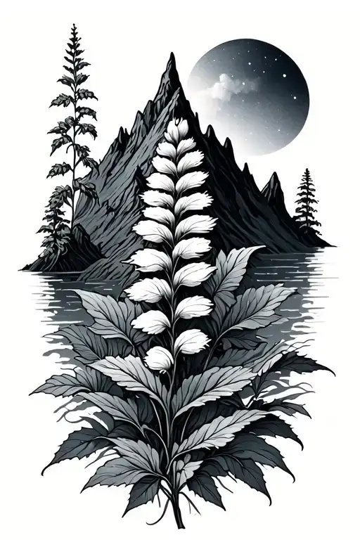 hyssop and mustard mountain peak tattoo design idea