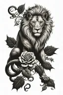 Cloud rose lion tattoo design idea