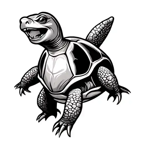 emoji of a laughing turtle laughing on its back (like the crying of laughter emoji) tattoo design idea