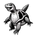 emoji of a laughing turtle laughing on its back (like the crying of laughter emoji) tattoo design idea