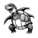 emoji of a laughing turtle laughing on its back (like the crying of laughter emoji) tattoo design idea