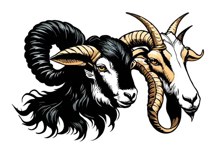 Aquarius with goat horn tattoo design idea