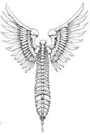 spinal cord bones with fractured wing bones tattoo design idea
