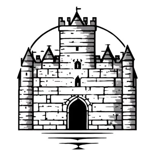 a medieval castle wall tattoo design idea