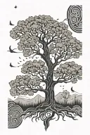 giant walnut tree under ursa major tattoo design idea