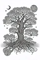 giant walnut tree under ursa major tattoo design idea