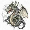 Toothless dragon with electroencephalogram tattoo design idea