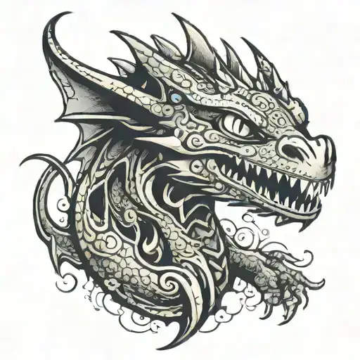 Toothless dragon with electroencephalogram tattoo design idea