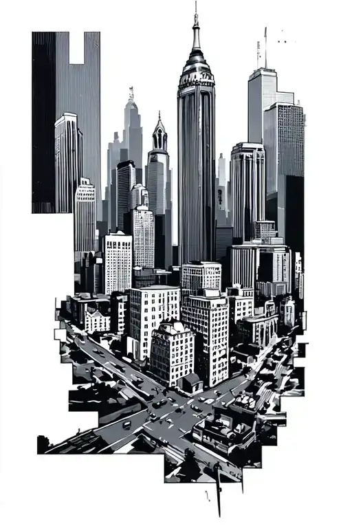 detroit skyline tattoo design idea