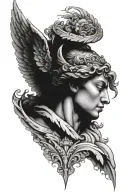 angel head looking tattoo design idea