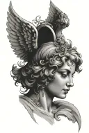 angel head looking tattoo design idea