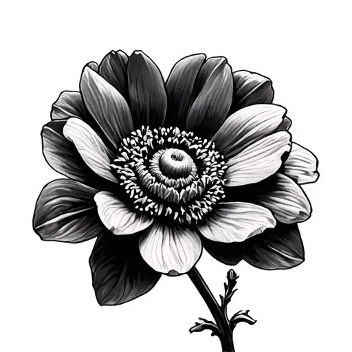 , create a picture of a black white tattoo sketch with 2-3 colors of anemone very thinly and delicate in the style of sketches (careless lines p tattoo design idea