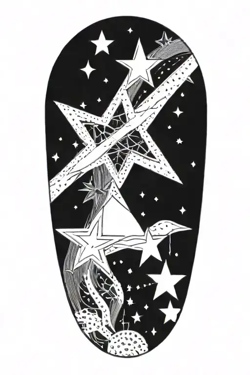 An intricate blackwork tattoo depicting the alignment of the stars in the night sky tattoo design idea
