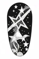 An intricate blackwork tattoo depicting the alignment of the stars in the night sky tattoo design idea