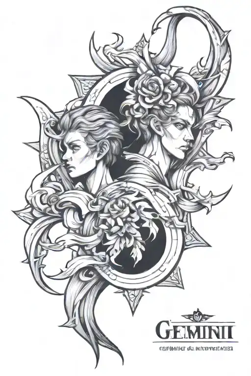 Gemini twins tattoo design idea