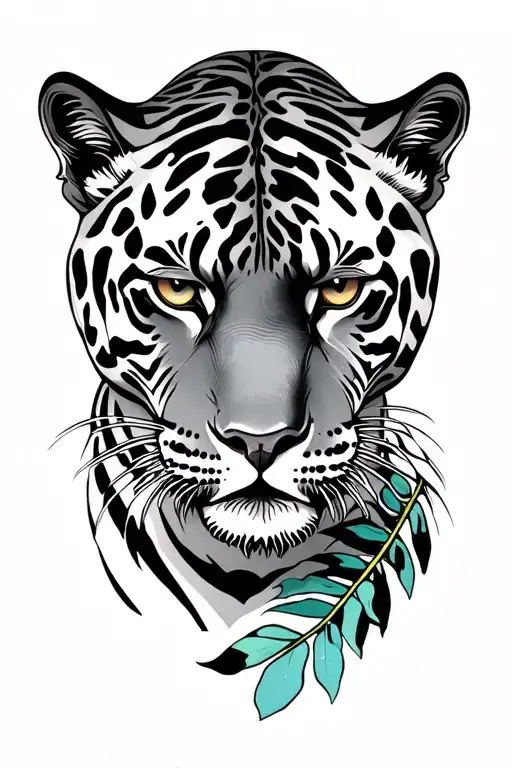panther tiger dna nature colorful and sad face tattoo design idea