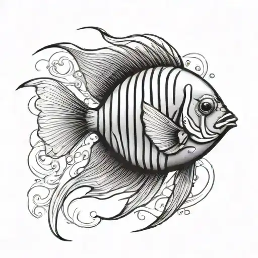 angel fish swimming tattoo design idea