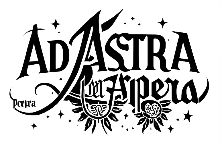 "Ad Astra Per Aspera" I need a design similar to fred perry logo, minimalistic, small mythological and stars details. Chest tattoo.  tattoo design idea