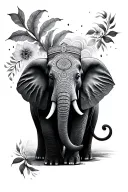 elephant mandala split down middle tattoo design idea