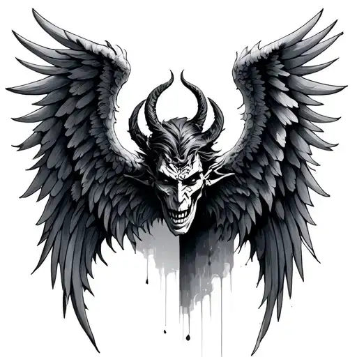 demon half angel wings tattoo design idea