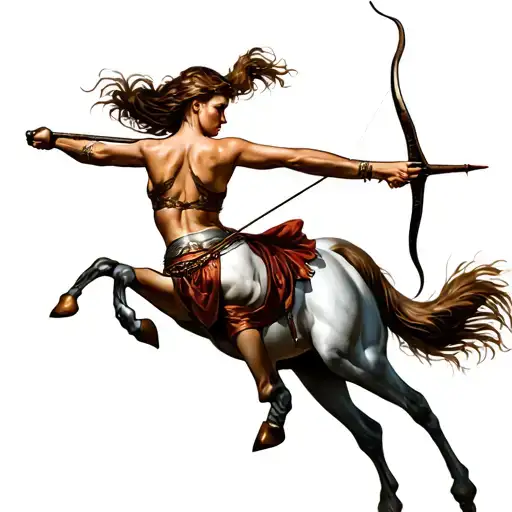 sexy woman centaur archer shooting an arrow tattoo design idea