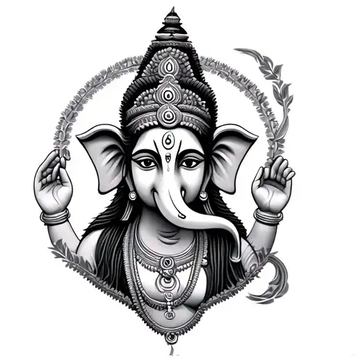 all 3 gods shiva Ganesh Muruga symbol merged as a single simple tattoo  tattoo design idea