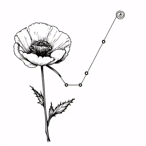 Poppy flower stem being the leo constellation tattoo design idea