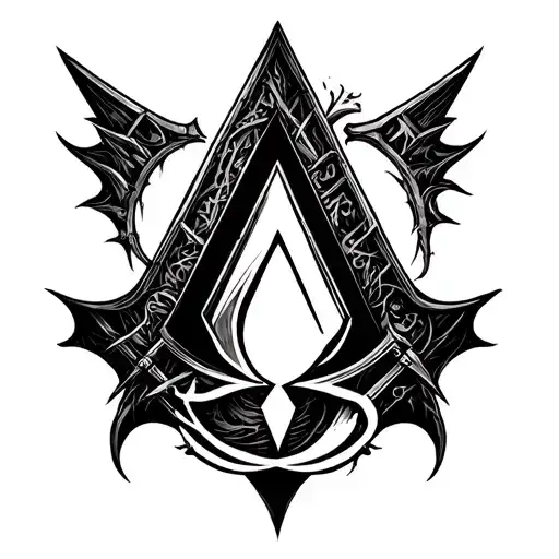 skyrim logo combined with assassins creed logo tattoo design idea