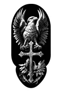 cross and eagle tattoo design idea
